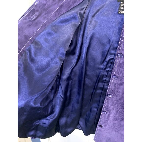 Terry Lewis Classic Luxuries Purple Leather Suede Jacket Size 14 NWT - Picture 7 of 9